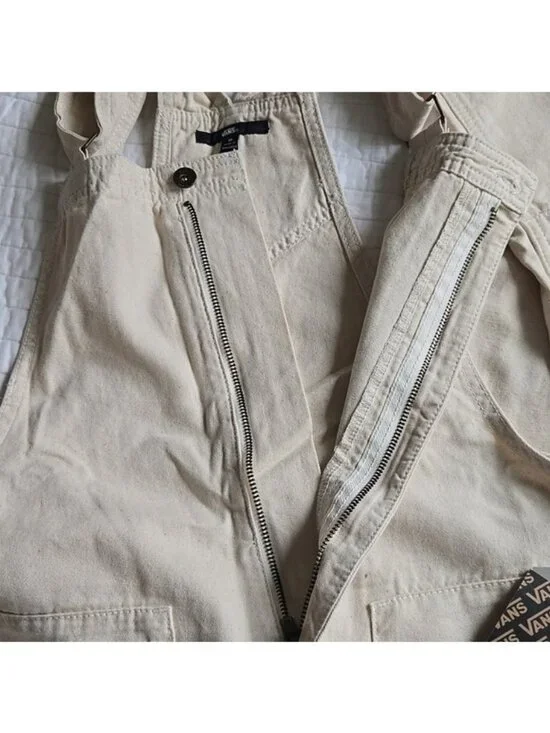 Vans Cotton Stryker Overalls Women Workwear Inspired Patches Cream New 042026 - Picture 8 of 13